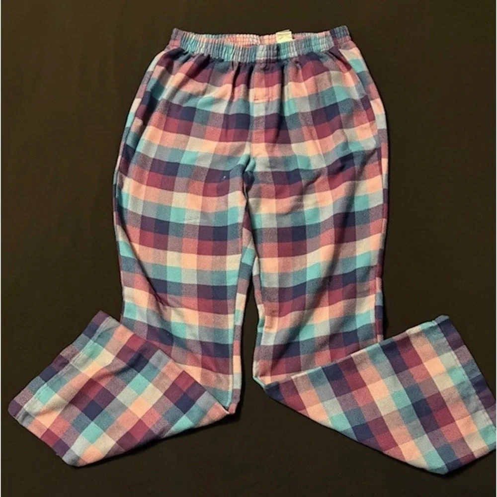 LL Bean kids pajama pants, size 14/16, pastel plaid design